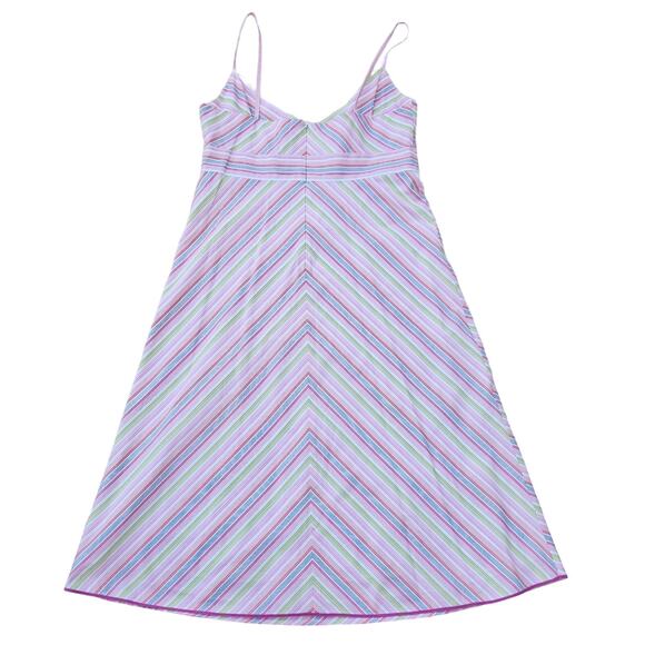 Pastel Striped Cotton SunDress J. Crew Size 8 Sleeveless Surplice Vneck Vintage - Picture 8 of 9